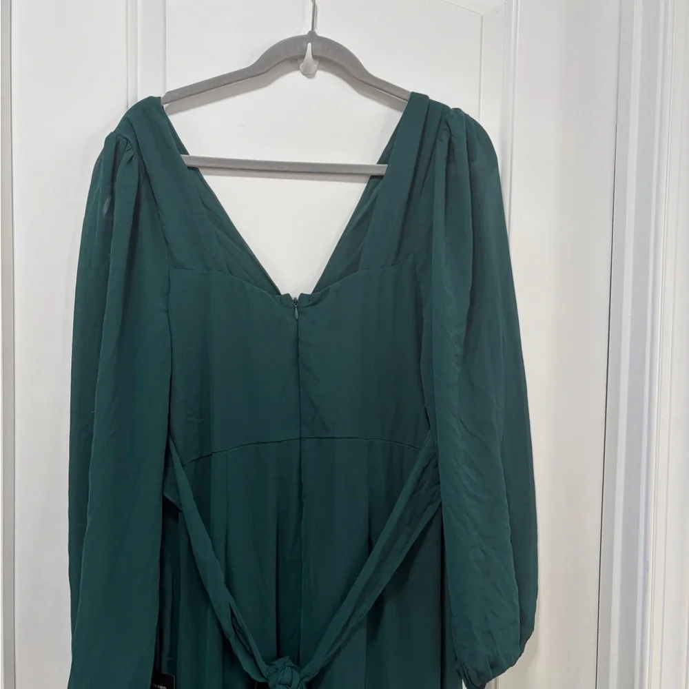 Lulus Tier Elegance NWT size Large Hunter Green Long Sleeve Tiered Maxi Dress - Picture 9 of 14